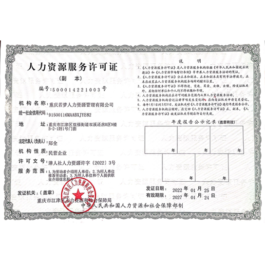 人力资源服务许可证
